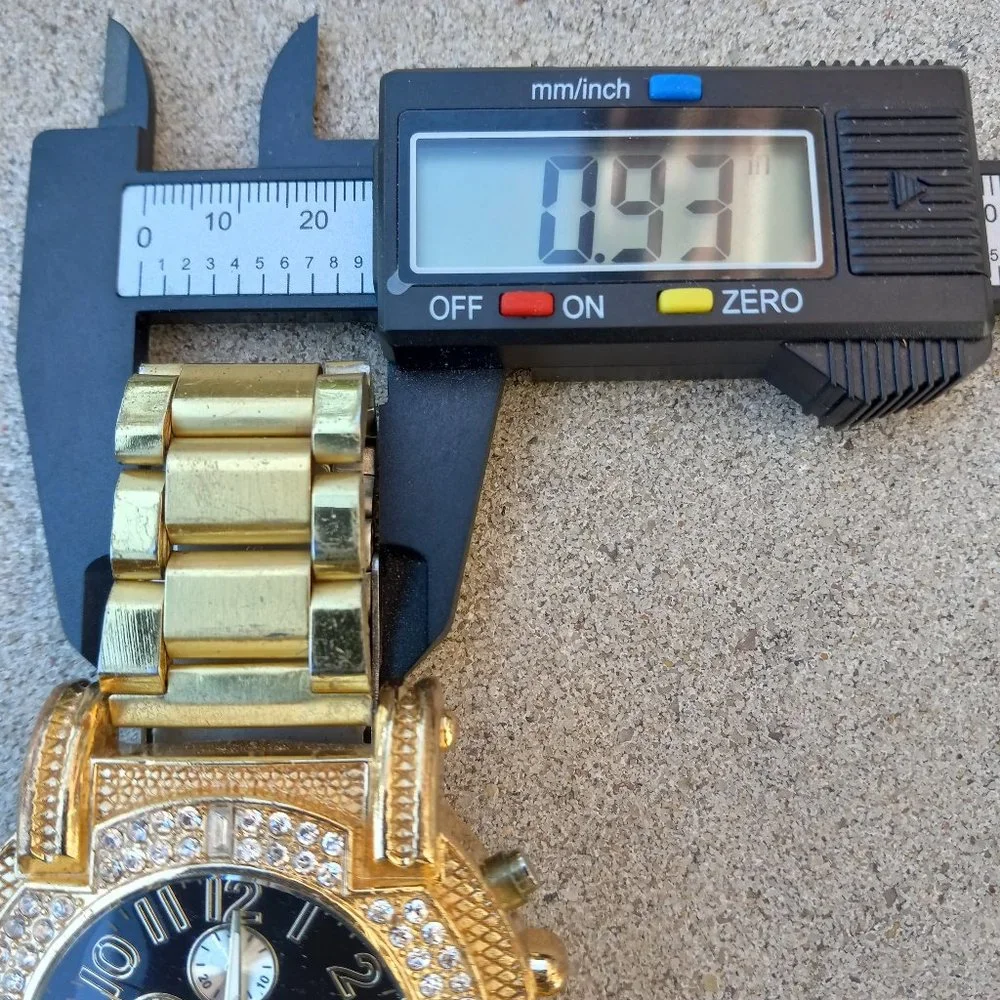 Mens GENEVA Oversized Wrist Watch Gold Rapper Bling Bling